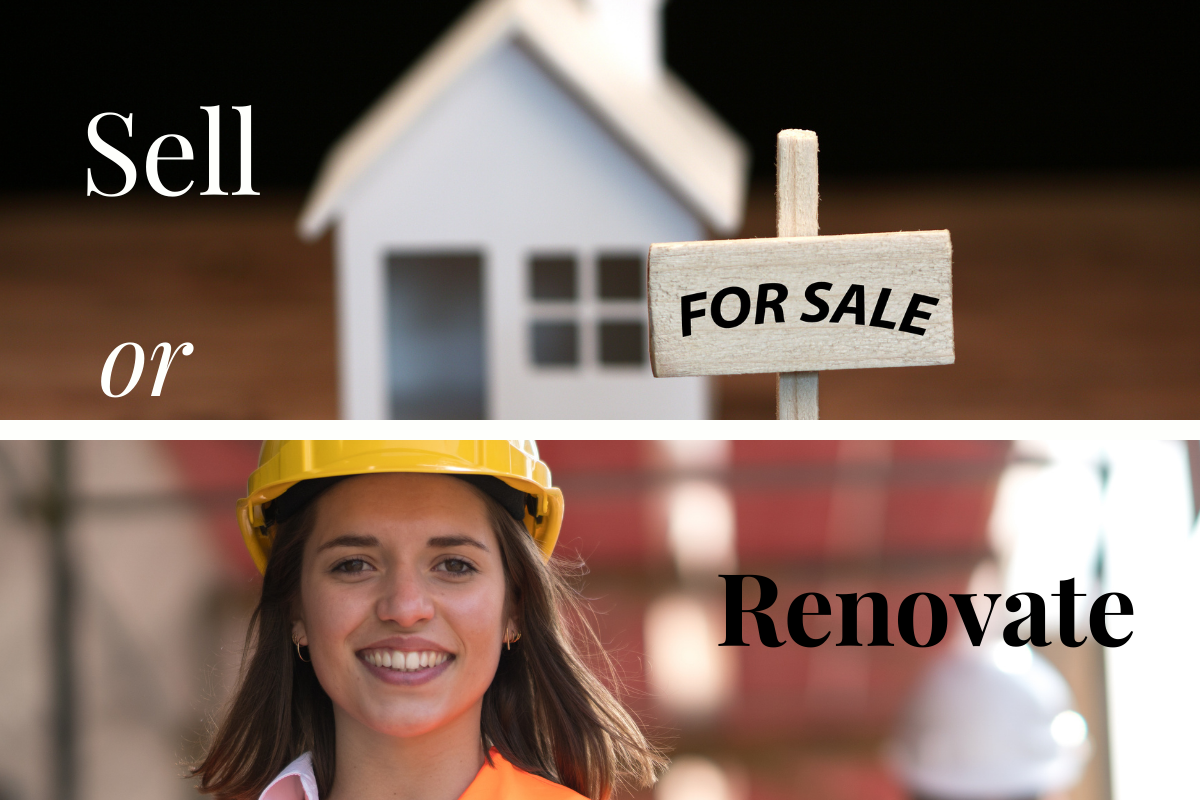 Image of house for sale and lady construction worker