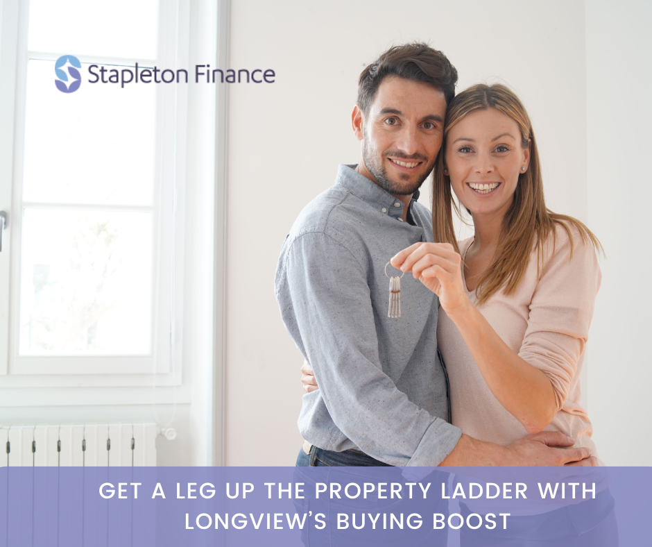 Image of a happy couple with a key to their new home for getting a leg up the property ladder with longview's buying boost